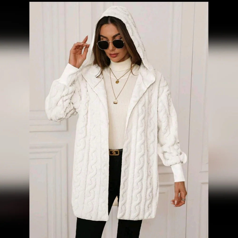 Women's Regular Casual Hoodie Jacket With Ribbed Cuffs, Comfy Texture - Picture 3 of 4